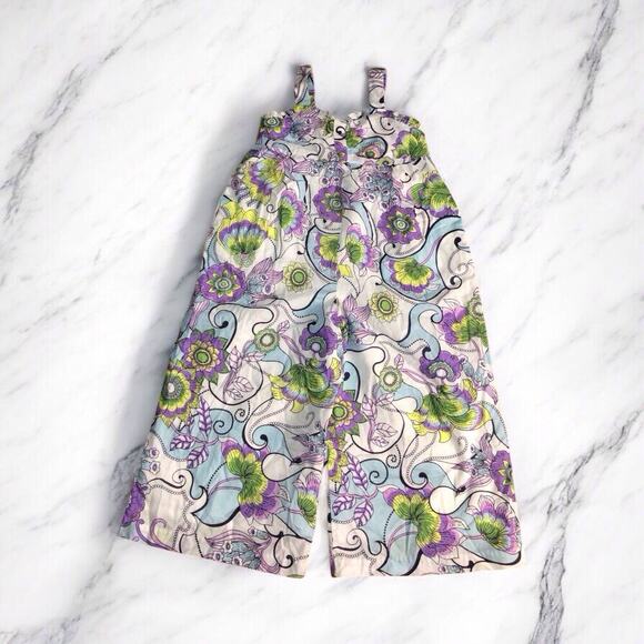 Janie & Jack Paisley Wide Leg Jumpsuit Lined Pockets Girls Size 4 - Picture 1 of 8